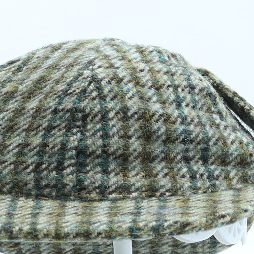 Harris Tweed Mens Green Check Wool Peaked Cap Size 6 3/4 - Deerstalker