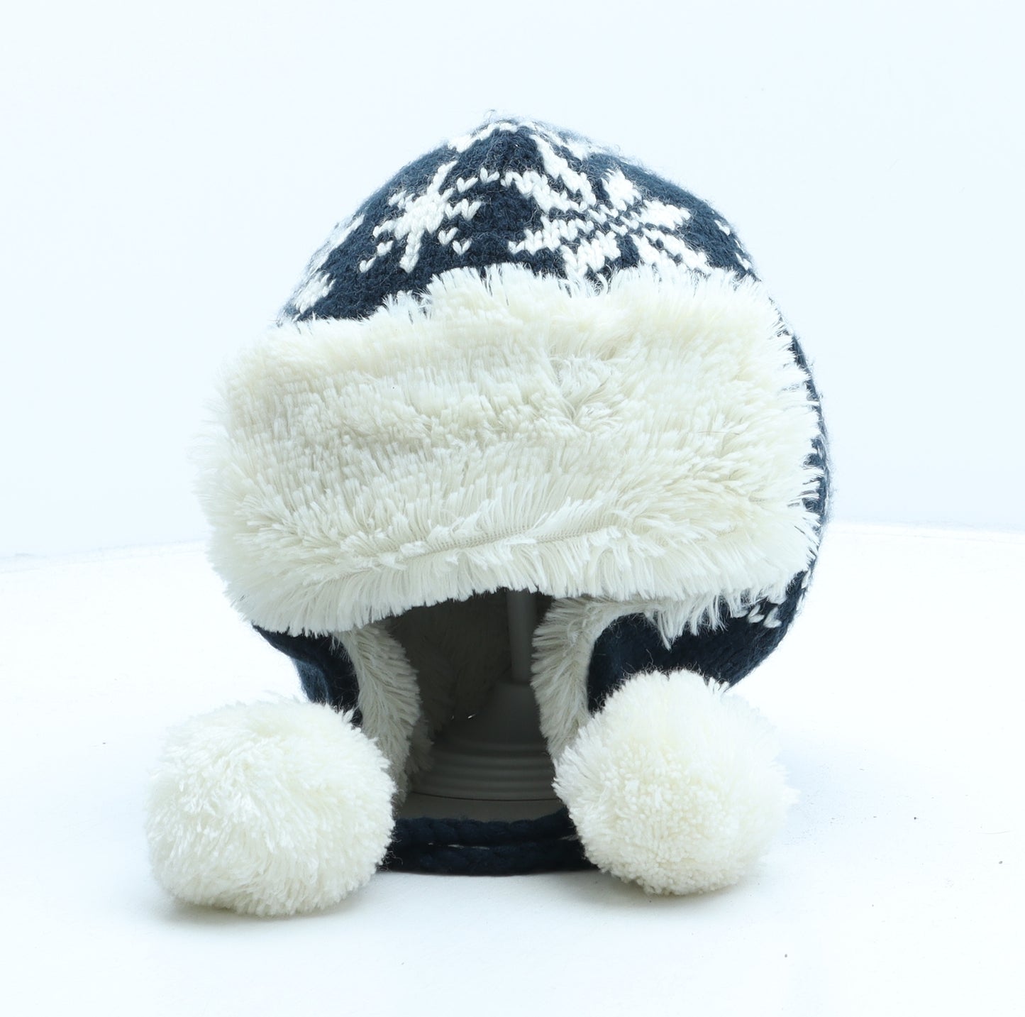 F&F Boys Blue Fair Isle Acrylic Trapper Hat One Size
