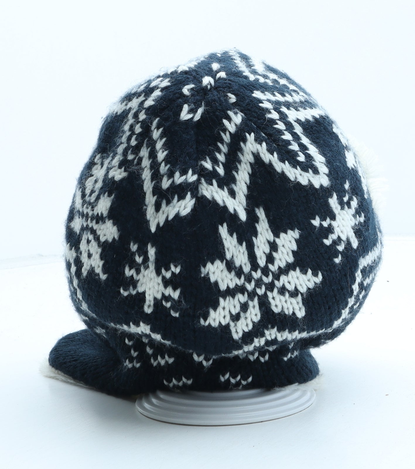 F&F Boys Blue Fair Isle Acrylic Trapper Hat One Size