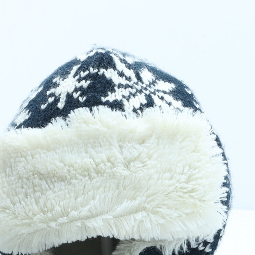 F&F Boys Blue Fair Isle Acrylic Trapper Hat One Size
