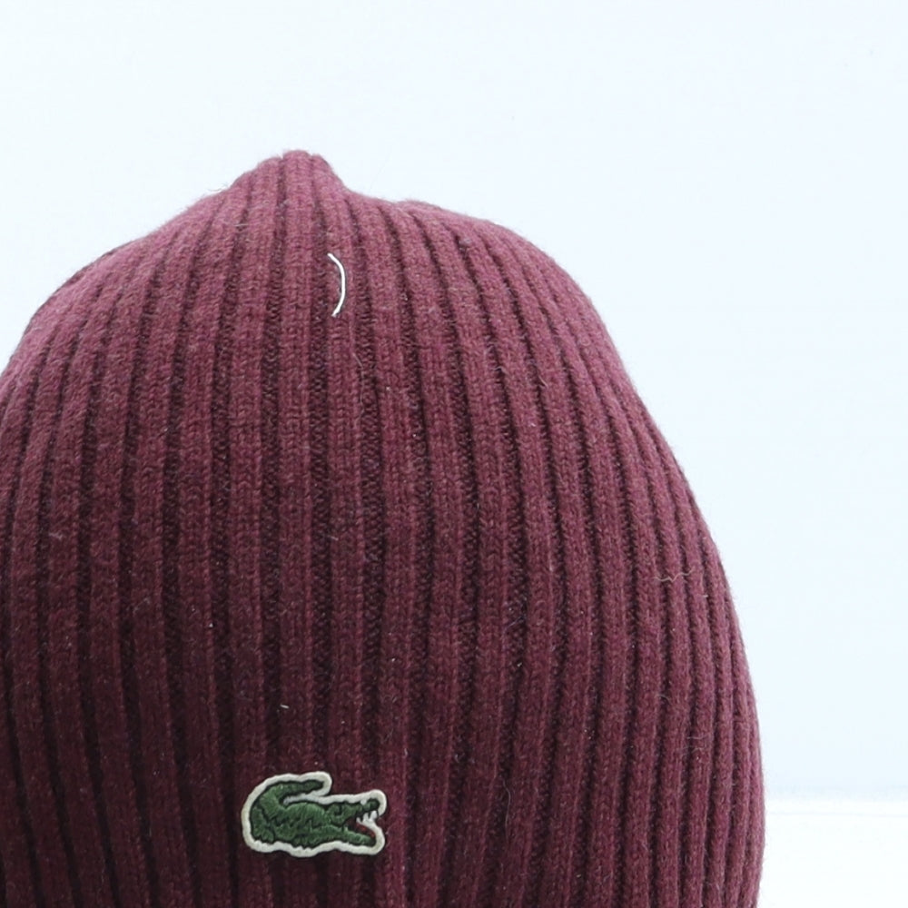 Lacoste Mens Red Wool Beanie One Size
