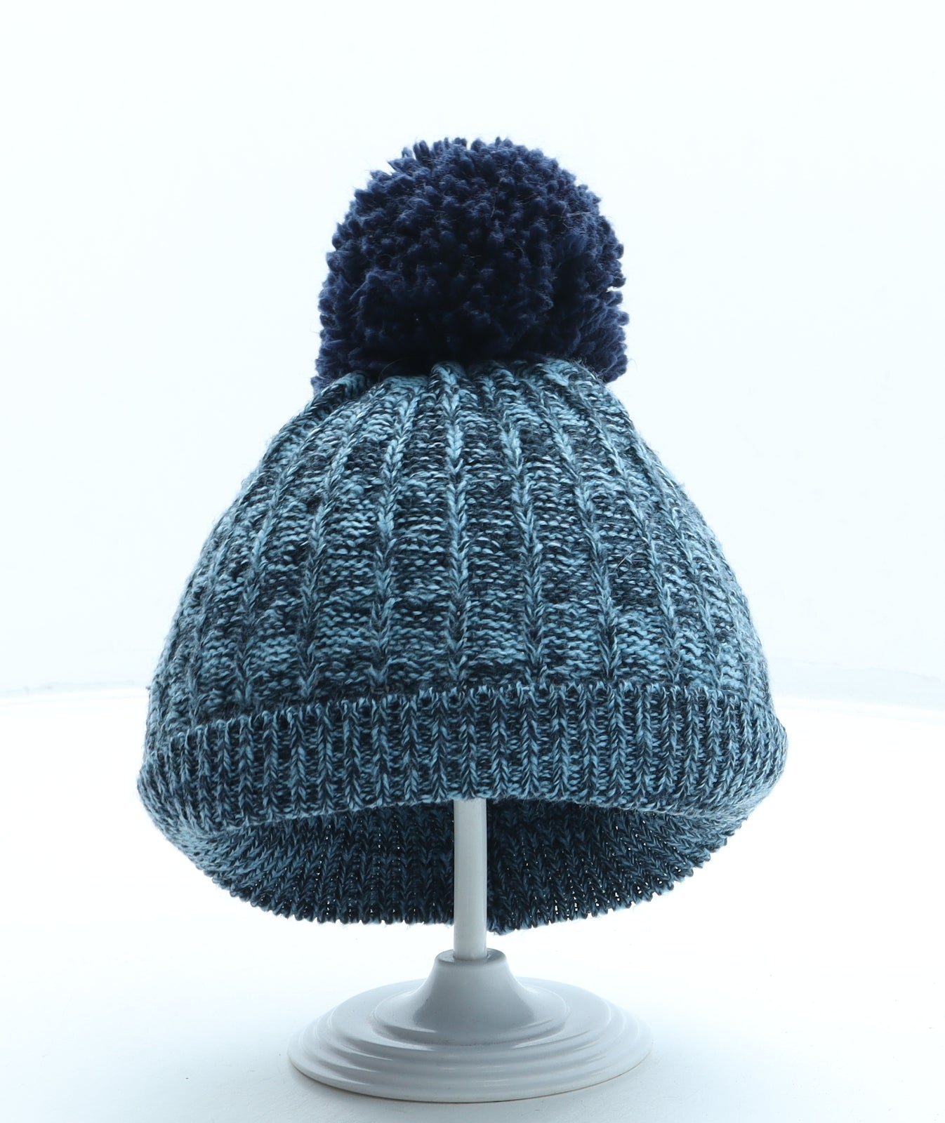 George Boys Blue Acrylic Bobble Hat One Size - Pom Pom
