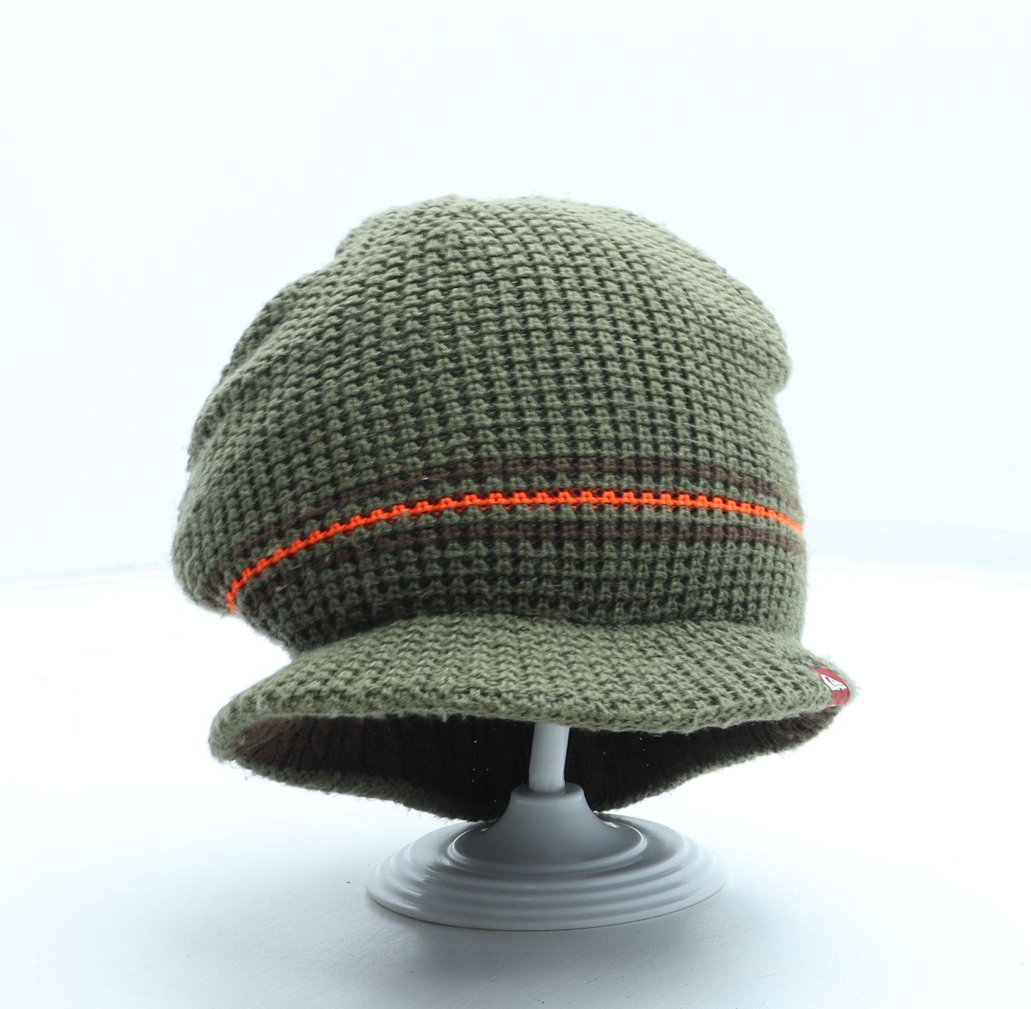 Preworn Mens Green Acrylic Beanie One Size - Peak front