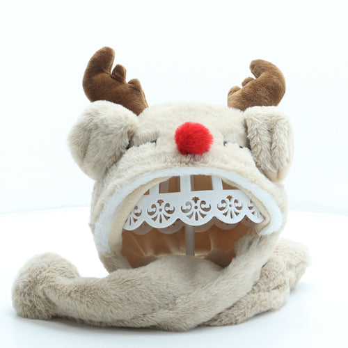 Primark Girls Beige Polyester Bonnet One Size - Reindeer