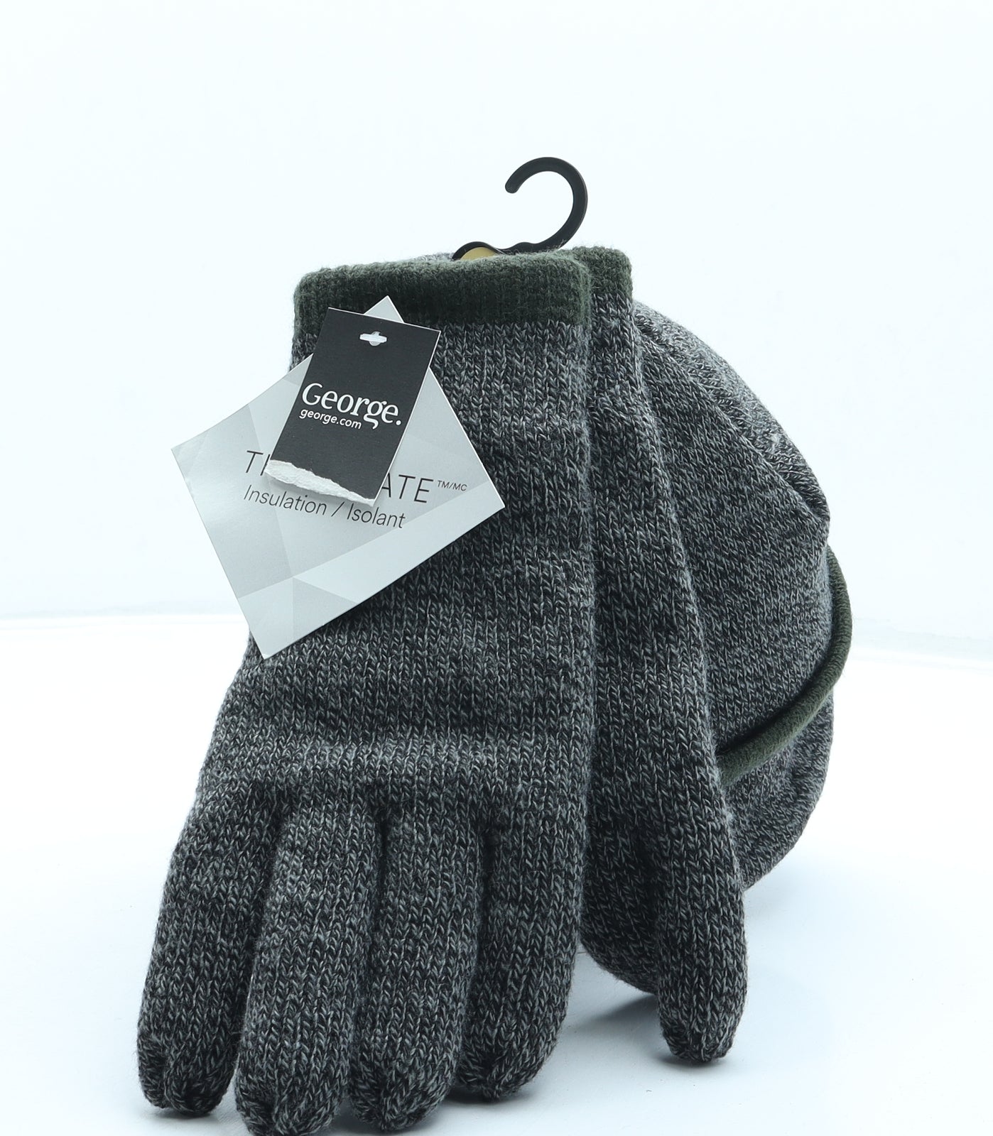 George Mens Grey Acrylic Beanie Size S - Gloves included