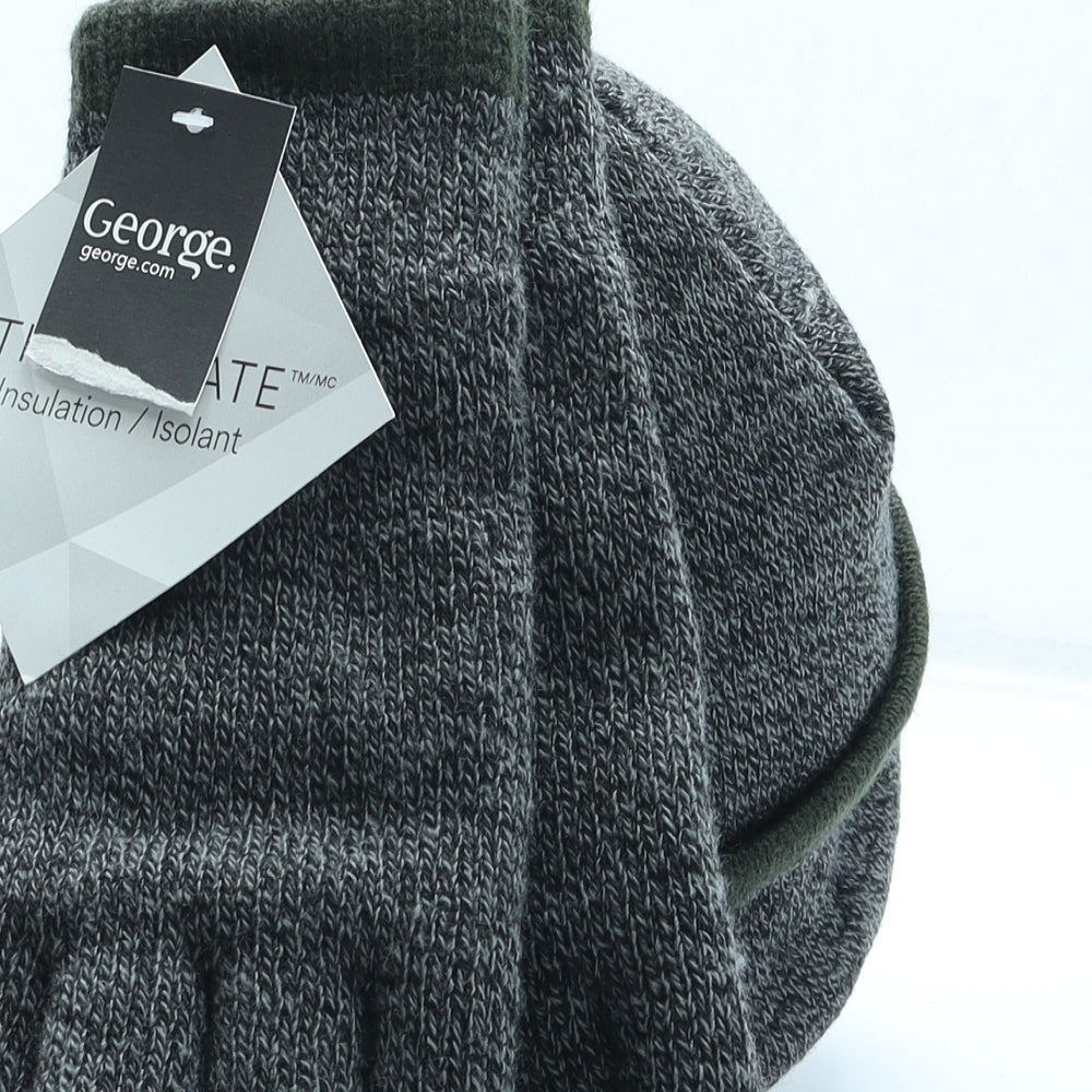 George Mens Grey Acrylic Beanie Size S - Gloves included