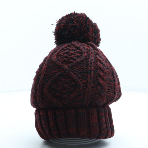George Womens Red Acrylic Bobble Hat One Size - Pom Pom