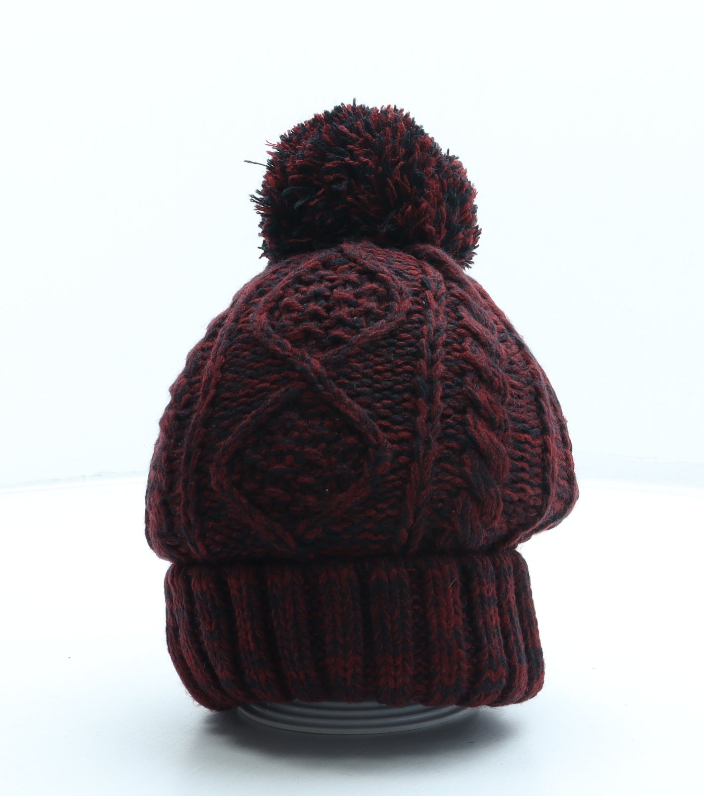 George Womens Red Acrylic Bobble Hat One Size - Pom Pom