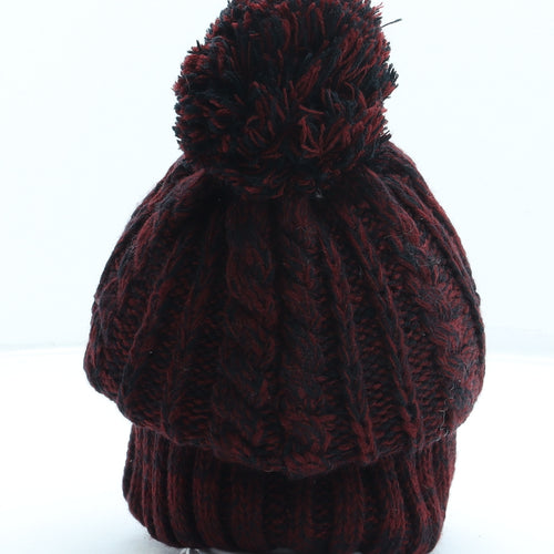 George Womens Red Acrylic Bobble Hat One Size - Pom Pom