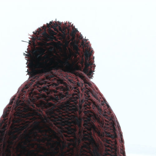 George Womens Red Acrylic Bobble Hat One Size - Pom Pom