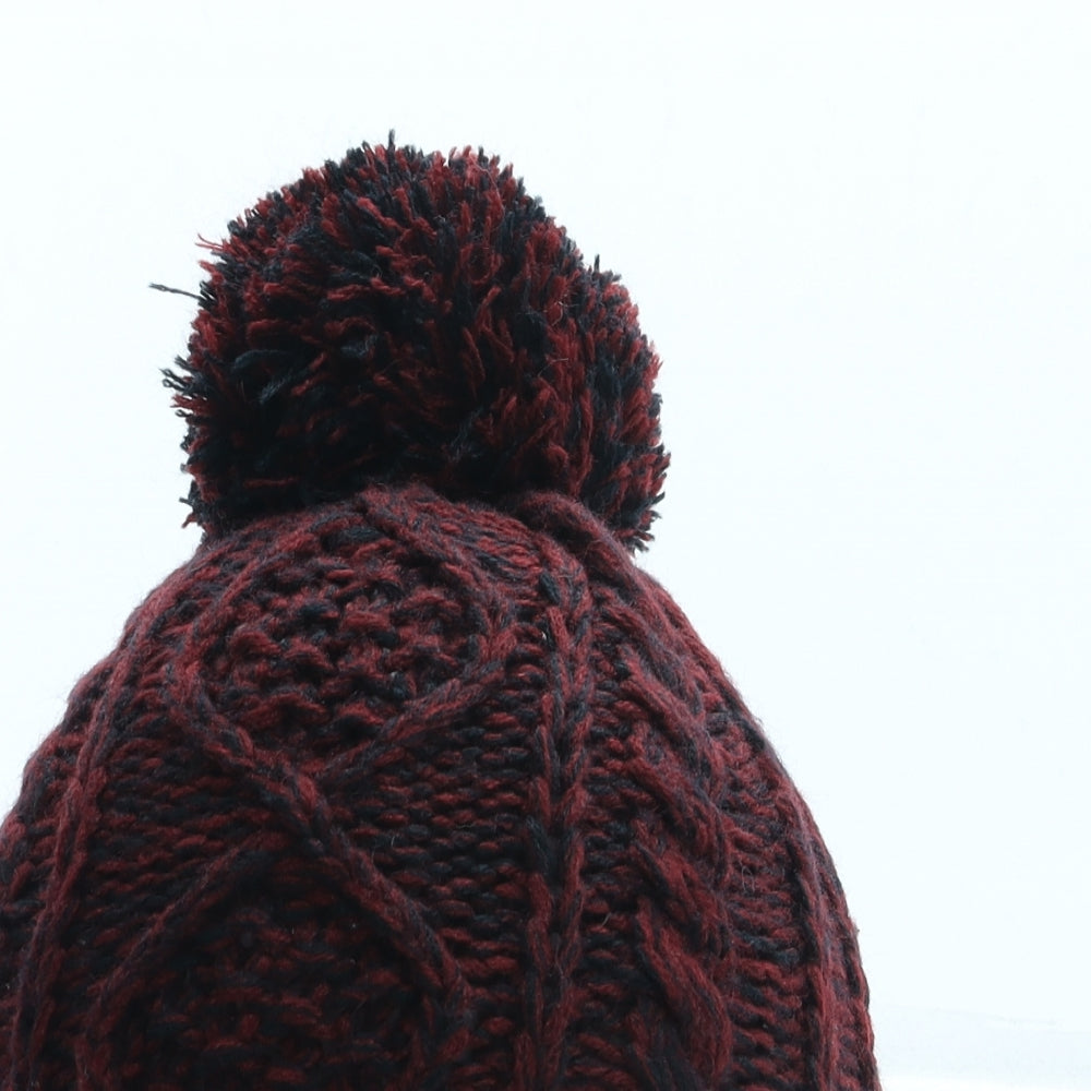 George Womens Red Acrylic Bobble Hat One Size - Pom Pom