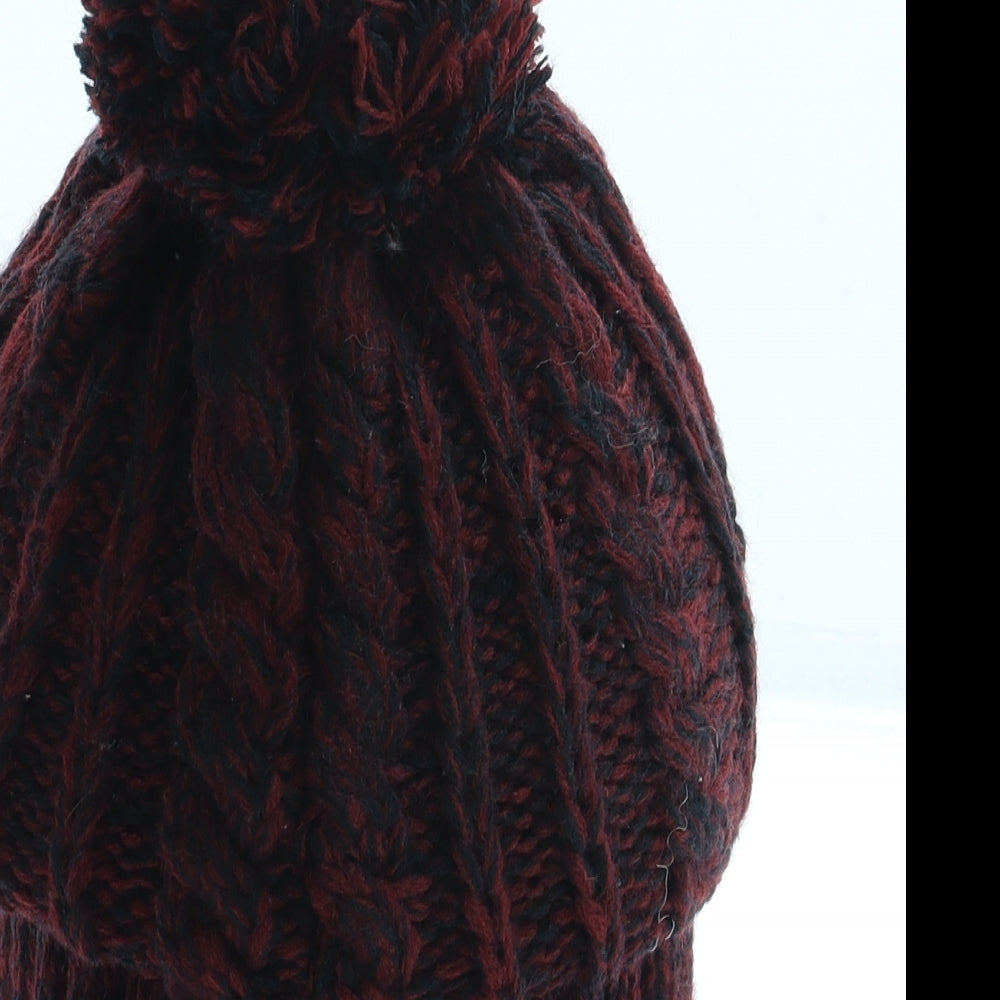 George Womens Red Acrylic Bobble Hat One Size - Pom Pom