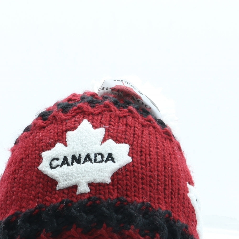 BabaZoo Mens Red Geometric Acrylic Beanie One Size - Canada