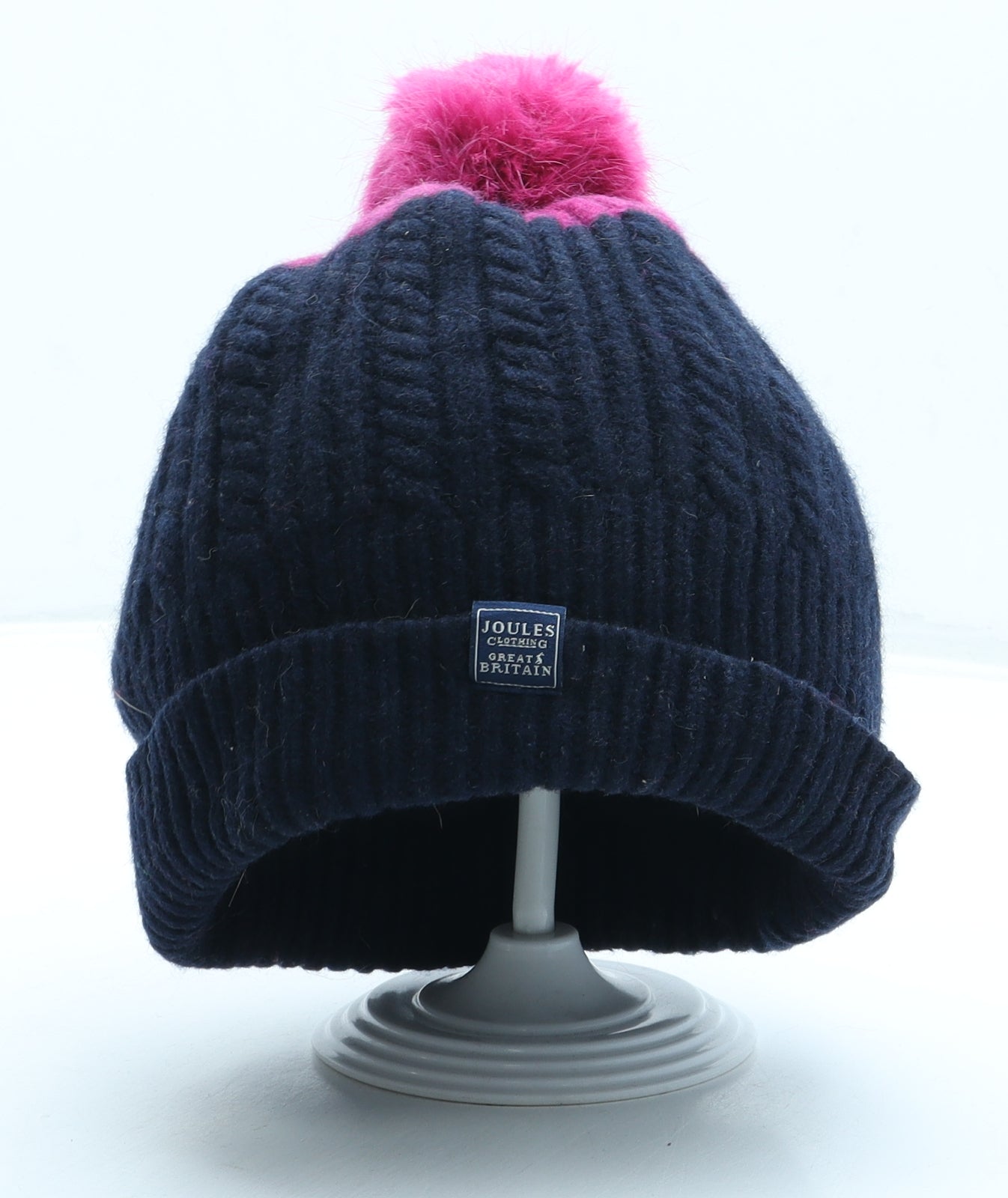 Joules Womens Blue Acrylic Bobble Hat One Size - Pom Pom