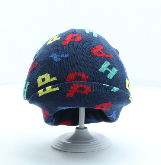 Preworn Boys Blue Geometric Acrylic Beanie Size S - HAPPY