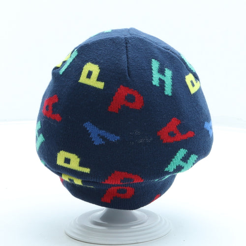 Preworn Boys Blue Geometric Acrylic Beanie Size S - HAPPY