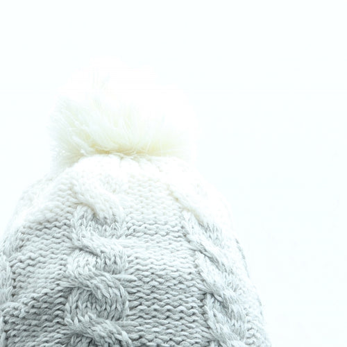 Primark Womens Grey Acrylic Bobble Hat One Size - Pom Pom