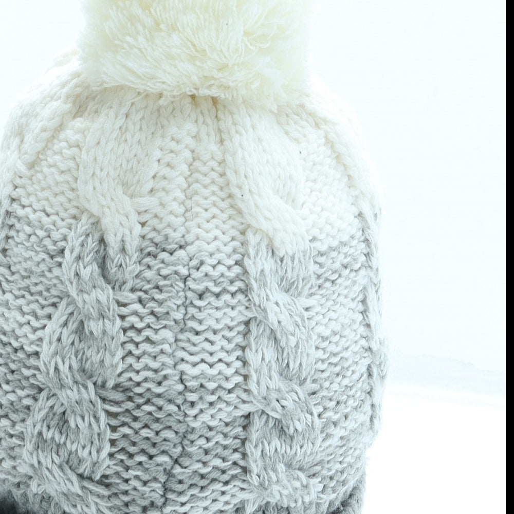 Primark Womens Grey Acrylic Bobble Hat One Size - Pom Pom