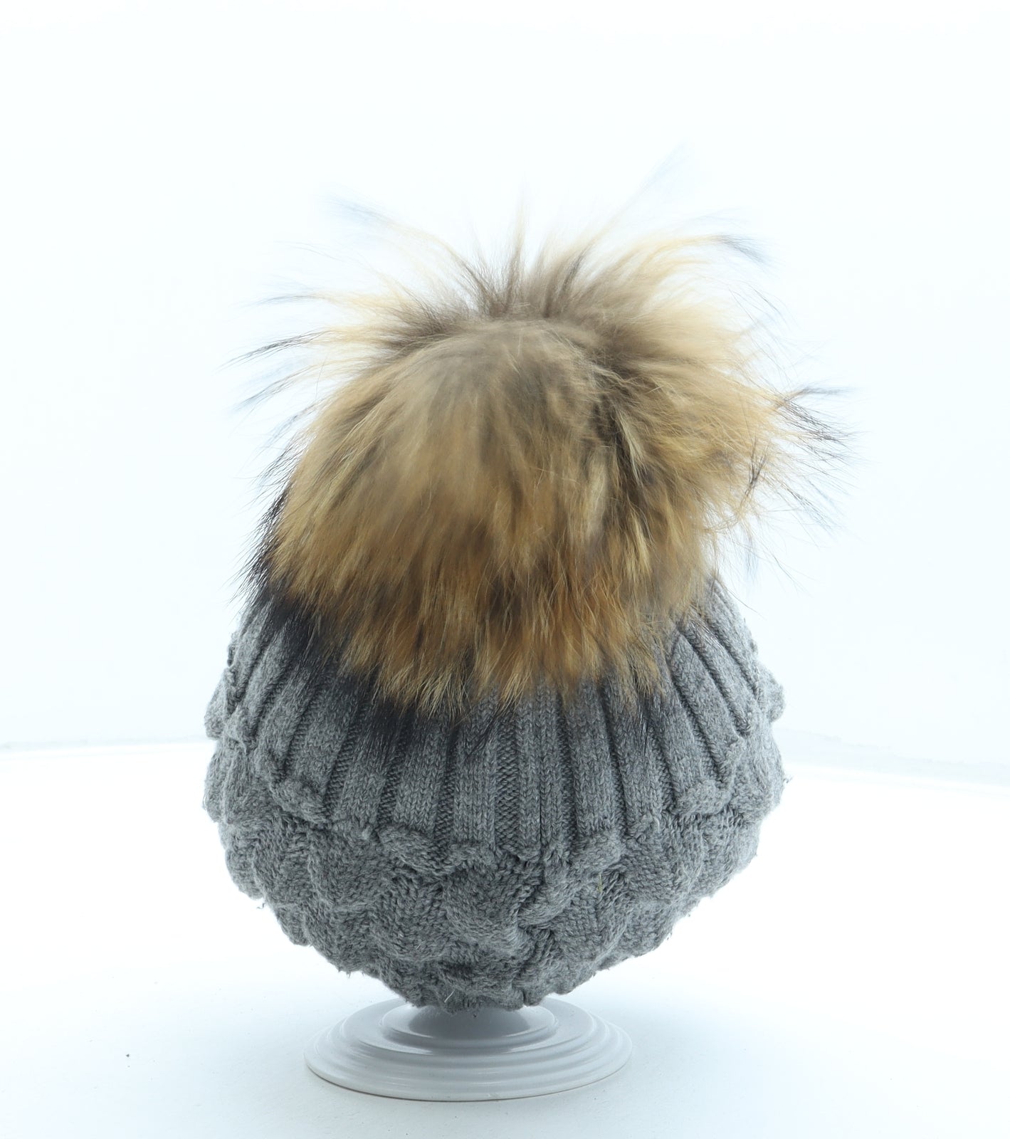 Luxe Womens Grey Acrylic Bobble Hat One Size - Pom Pom