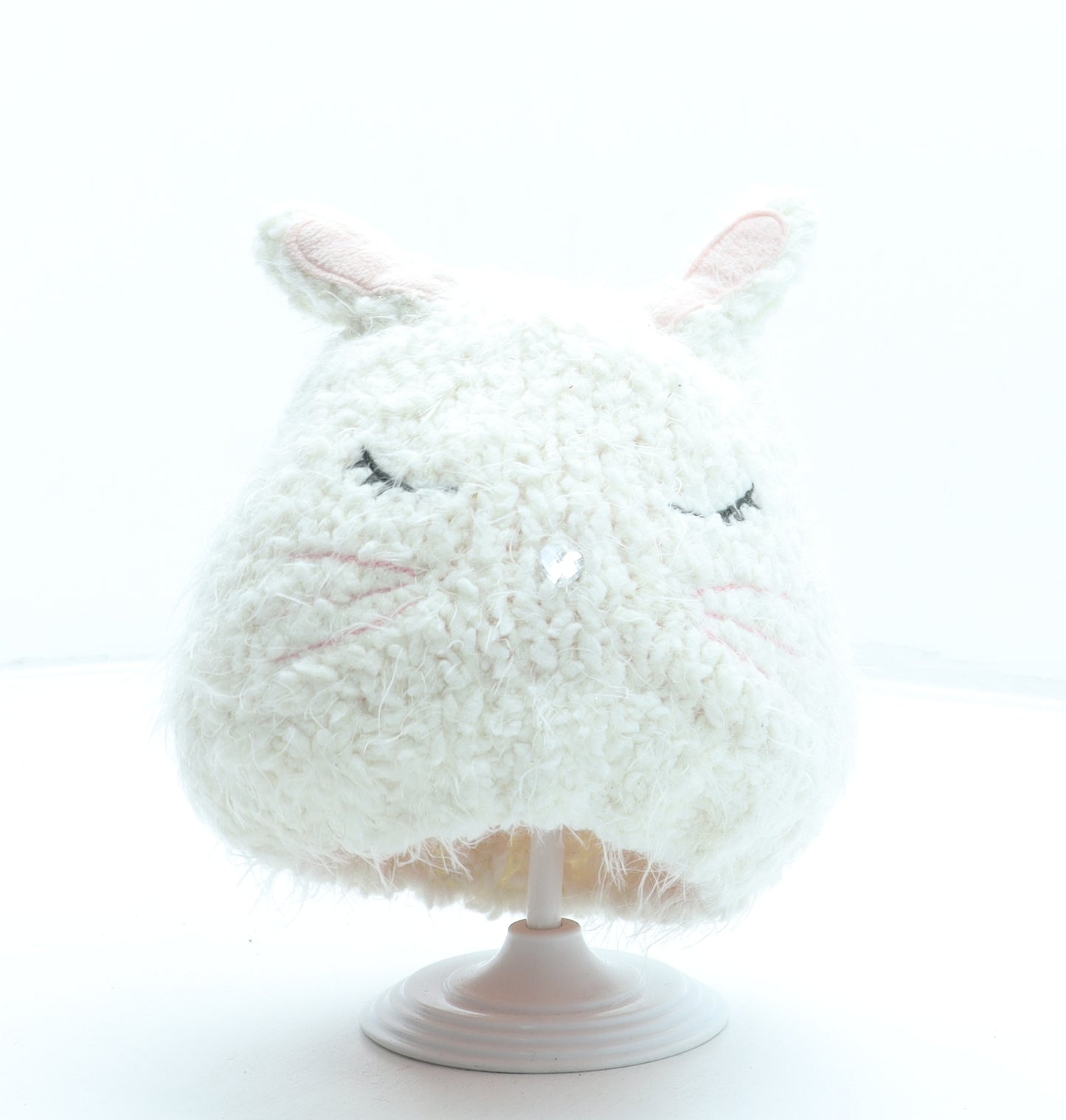 George Girls Ivory Acrylic Beanie One Size - Bunny