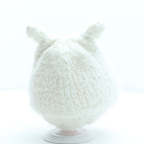George Girls Ivory Acrylic Beanie One Size - Bunny