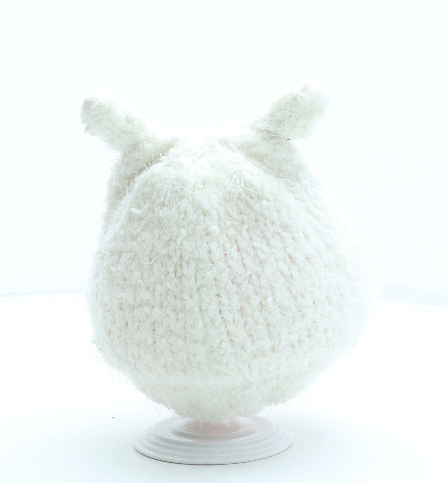 George Girls Ivory Acrylic Beanie One Size - Bunny