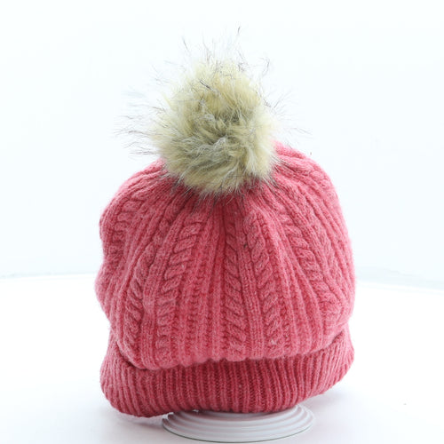 Joules Womens Pink Acrylic Bobble Hat One Size - Pom Pom