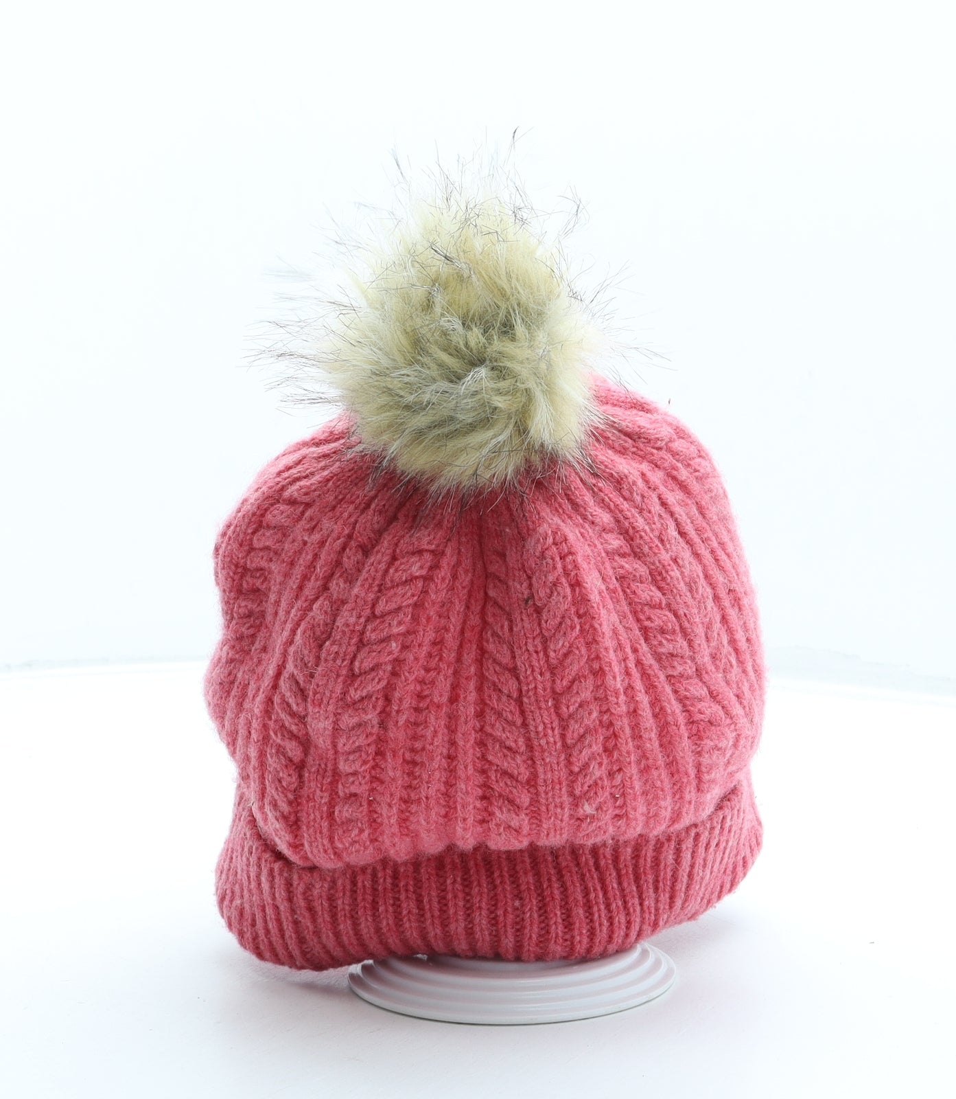 Joules Womens Pink Acrylic Bobble Hat One Size - Pom Pom