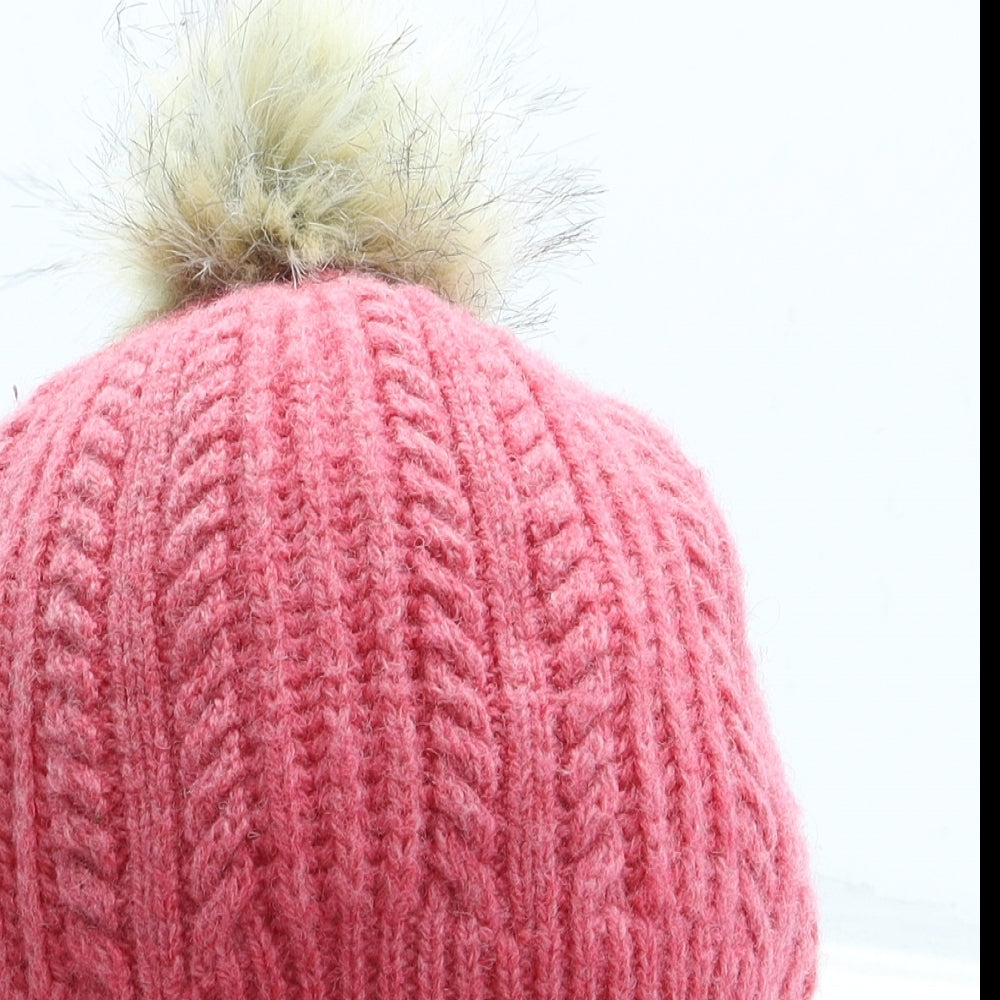 Joules Womens Pink Acrylic Bobble Hat One Size - Pom Pom