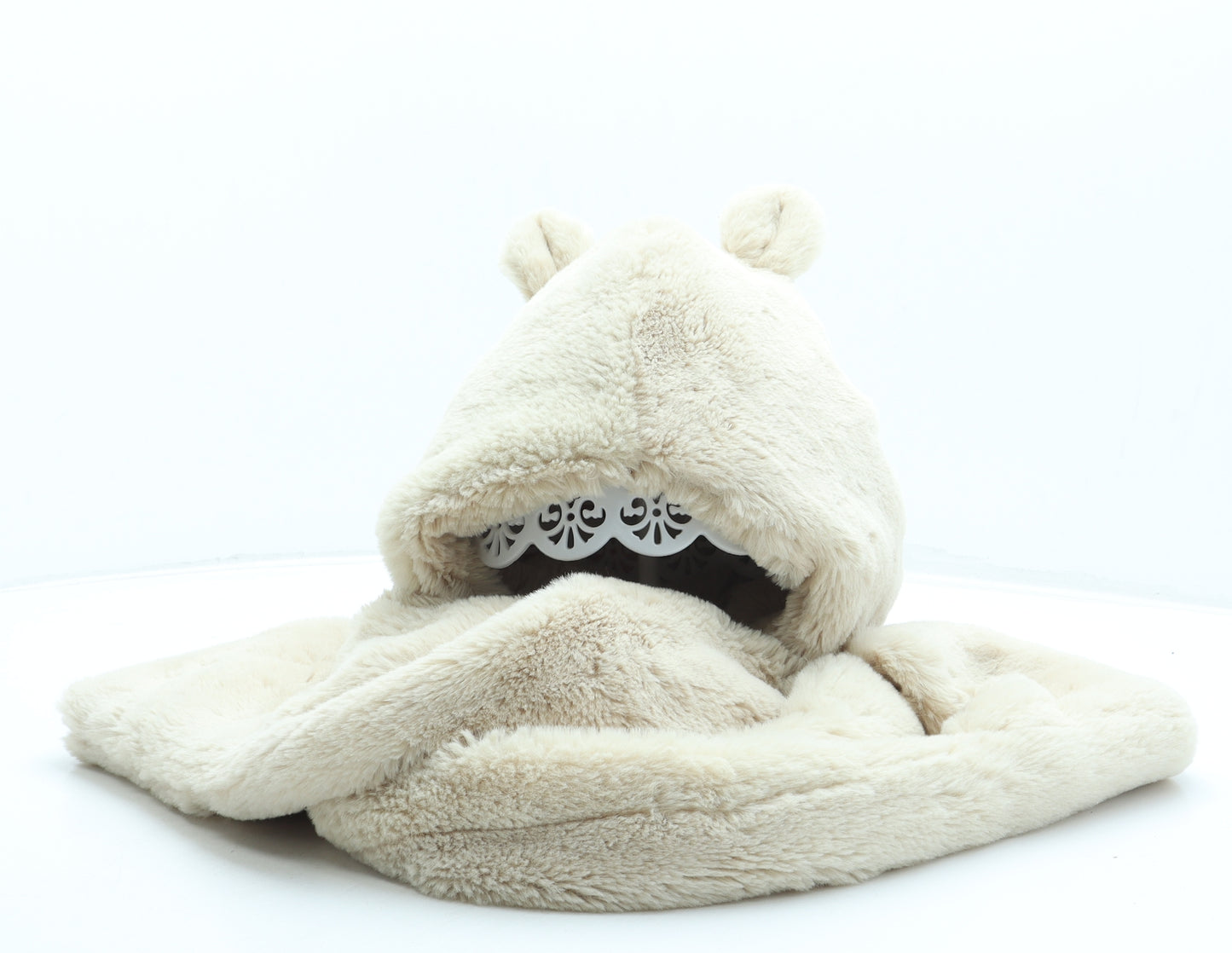 MANTARAY PRODUCTS Girls Beige Polyester Bonnet One Size - Bear Scarf Attached