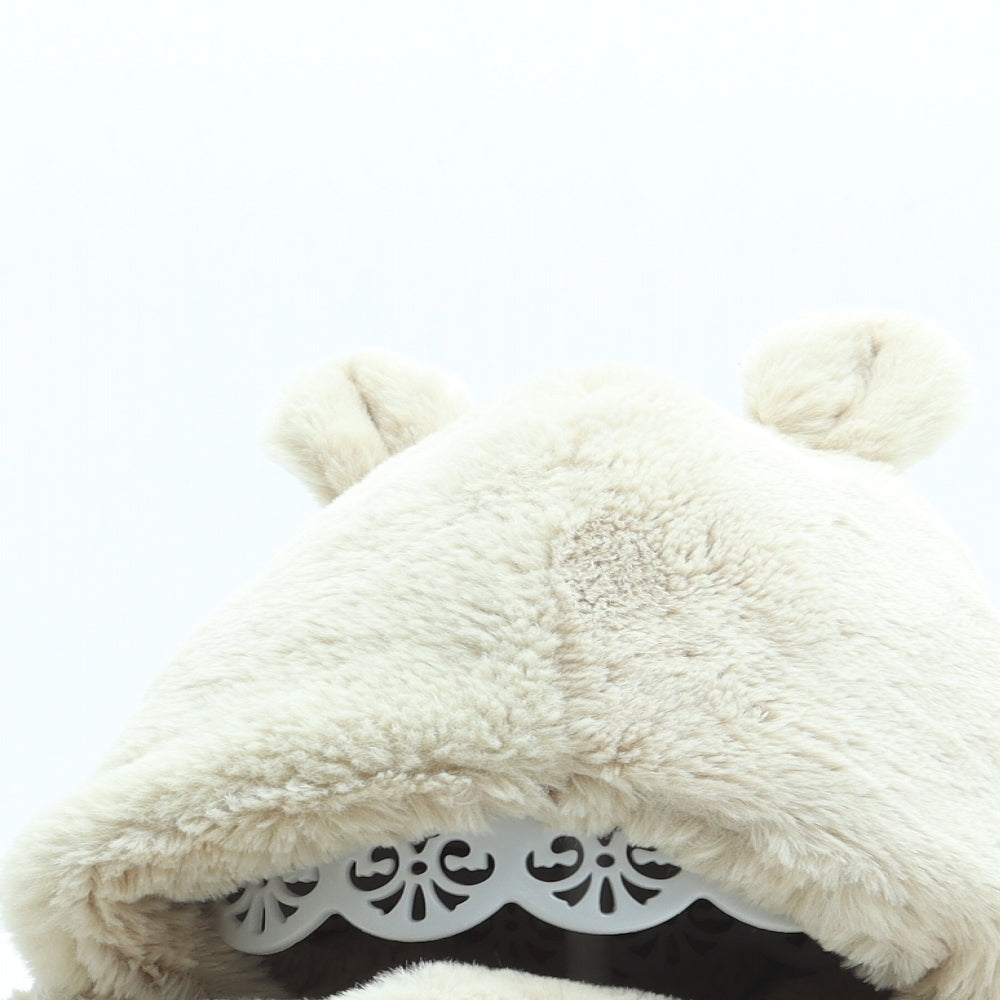 MANTARAY PRODUCTS Girls Beige Polyester Bonnet One Size - Bear Scarf Attached