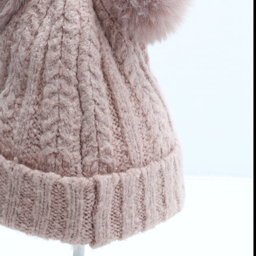 F&F Girls Pink Acrylic Bobble Hat One Size