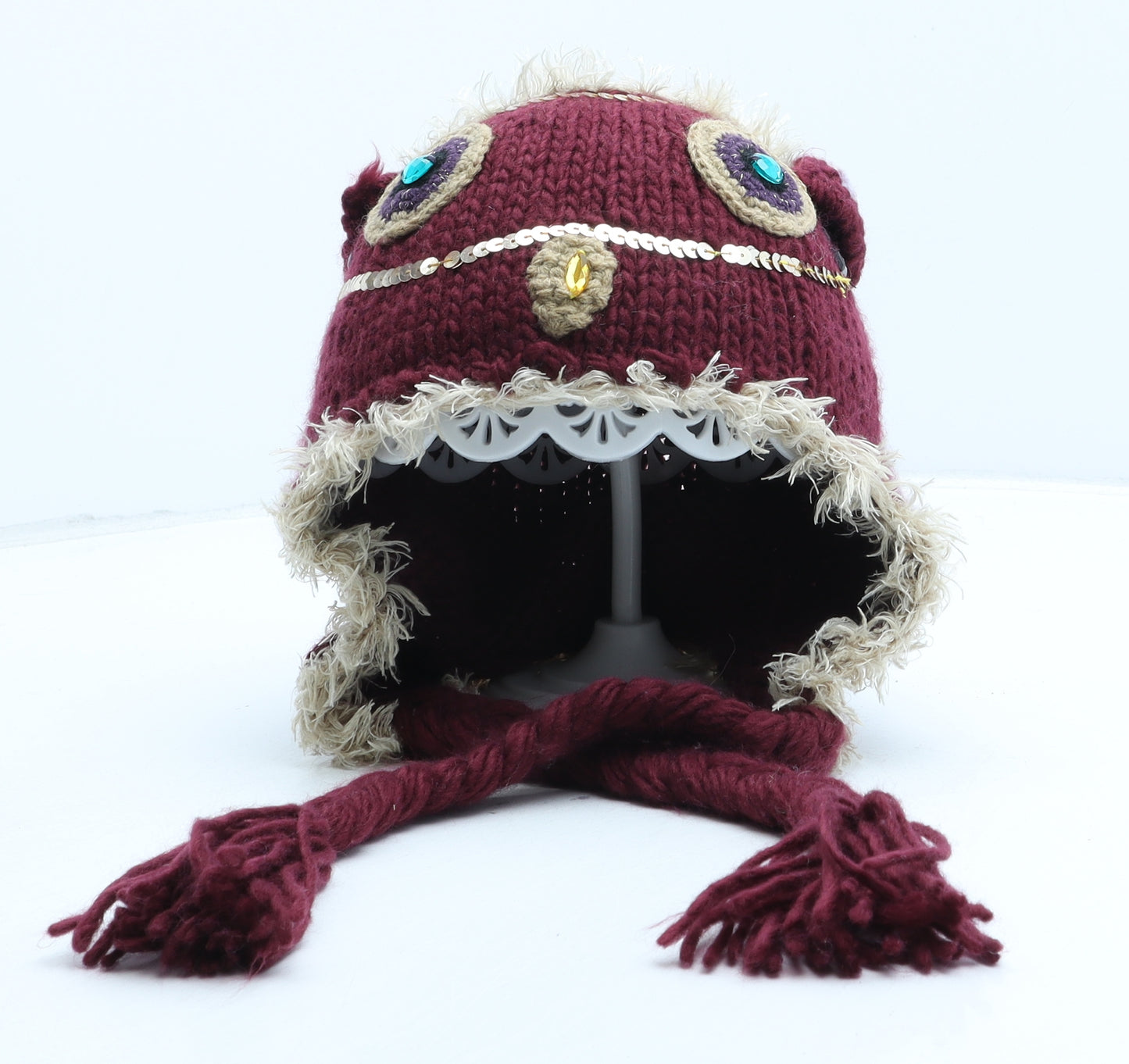Preworn Womens Purple Polyester Bonnet One Size - Owl