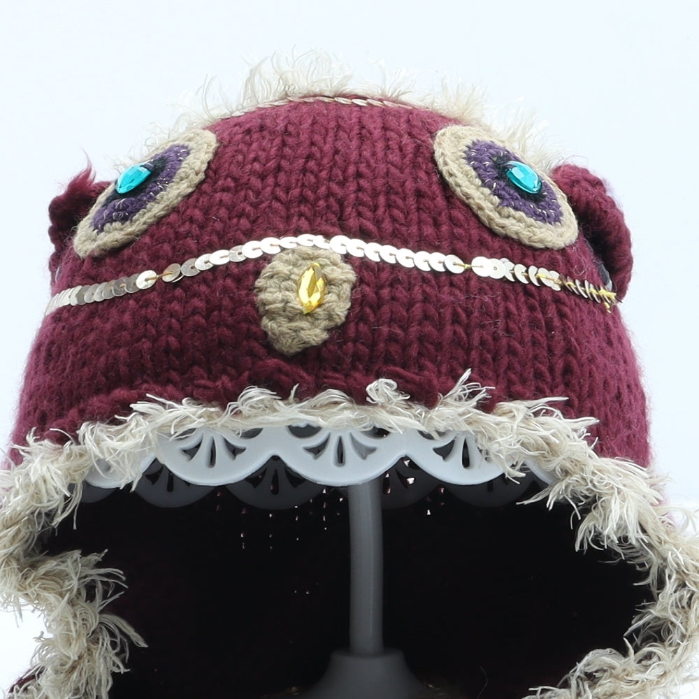 Preworn Womens Purple Polyester Bonnet One Size - Owl