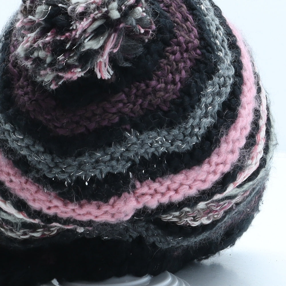 Barts Womens Multicoloured Striped Acrylic Bobble Hat One Size