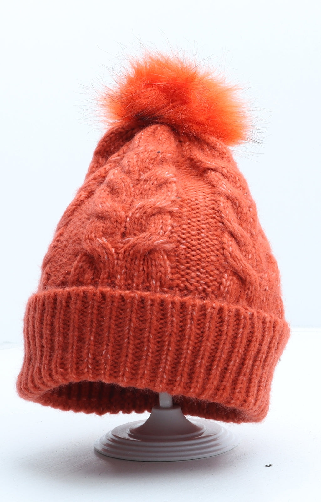 Marks and Spencer Womens Orange Acrylic Bobble Hat One Size