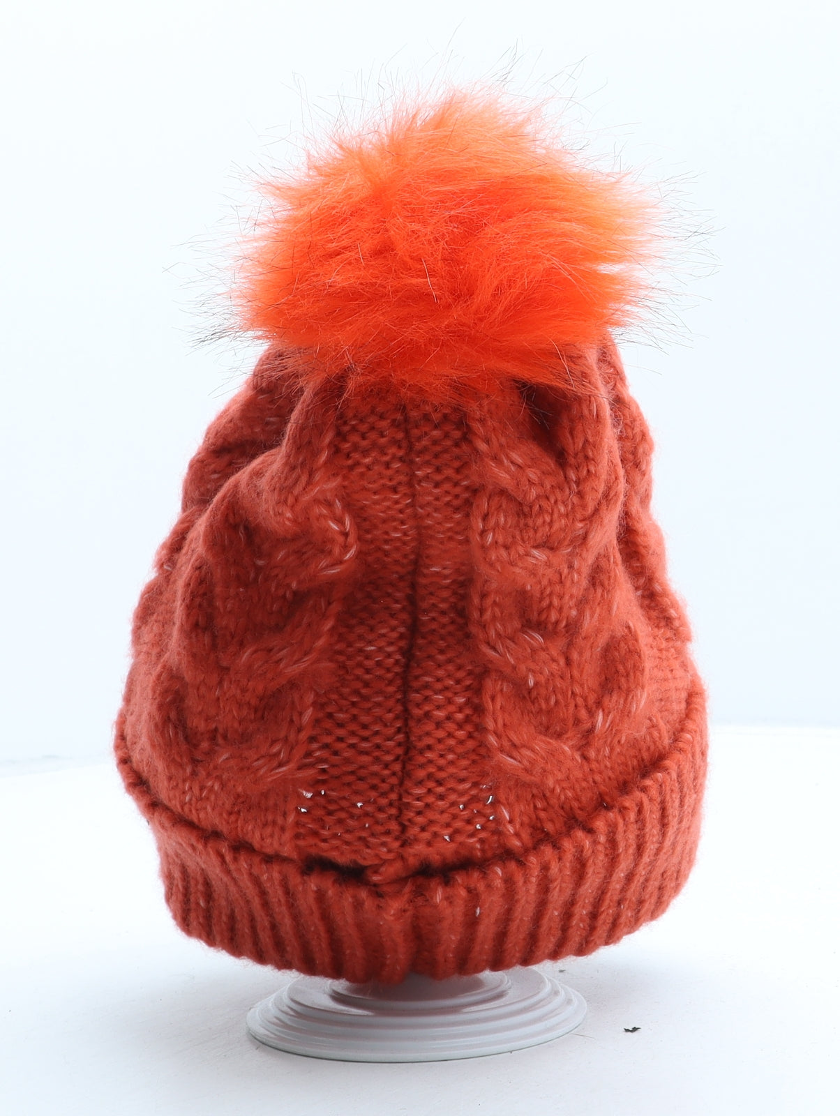 Marks and Spencer Womens Orange Acrylic Bobble Hat One Size