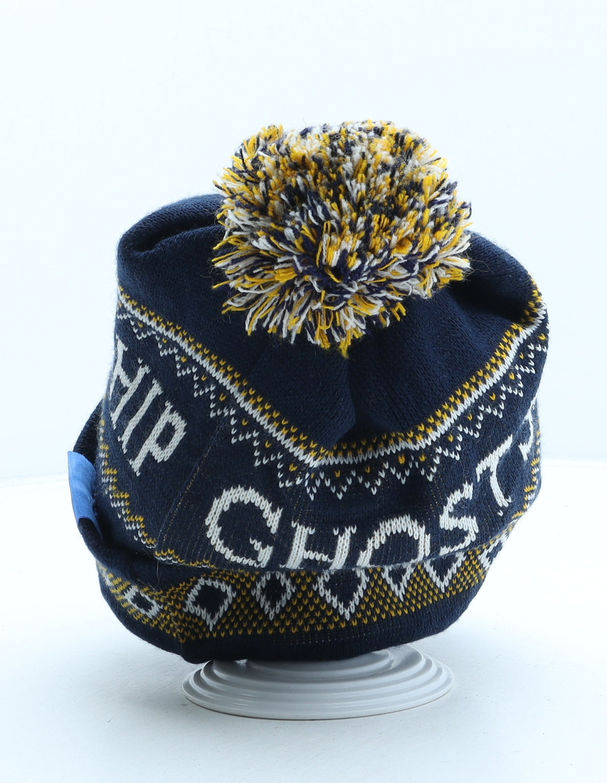 Adnams Mens Blue Fair Isle Acrylic Beanie One Size