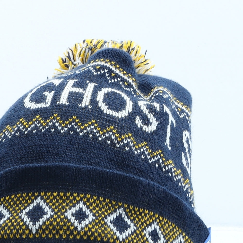 Adnams Mens Blue Fair Isle Acrylic Beanie One Size