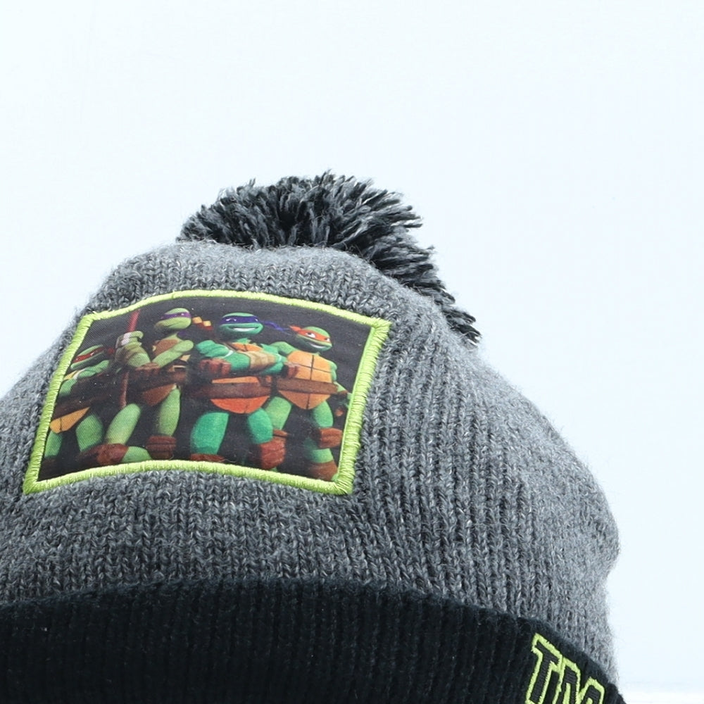 Matalan Boys Grey Acrylic Bobble Hat One Size - Teenage Mutant Ninja Turtles