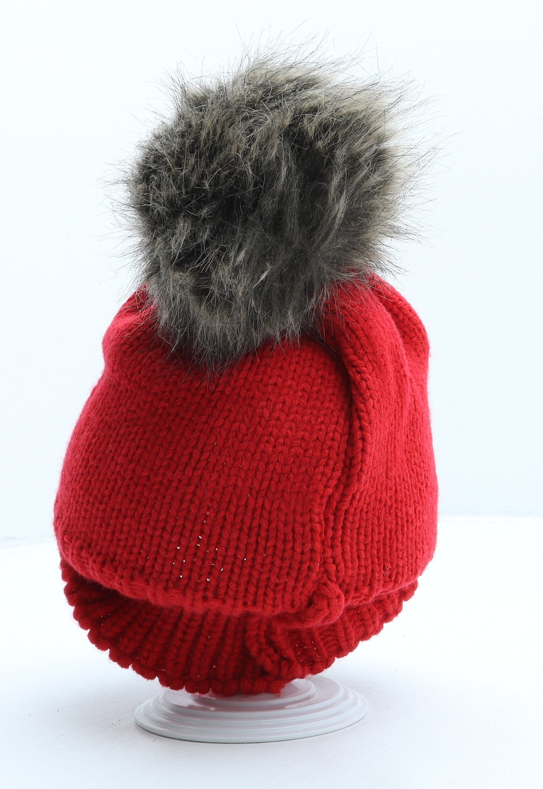 George Girls Red Acrylic Bobble Hat One Size - Dog