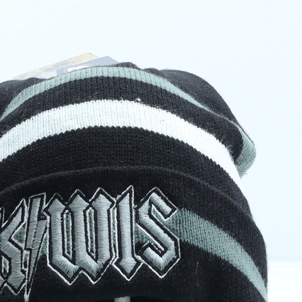 EAB Mens Black Striped Acrylic Beanie One Size - Kiwis