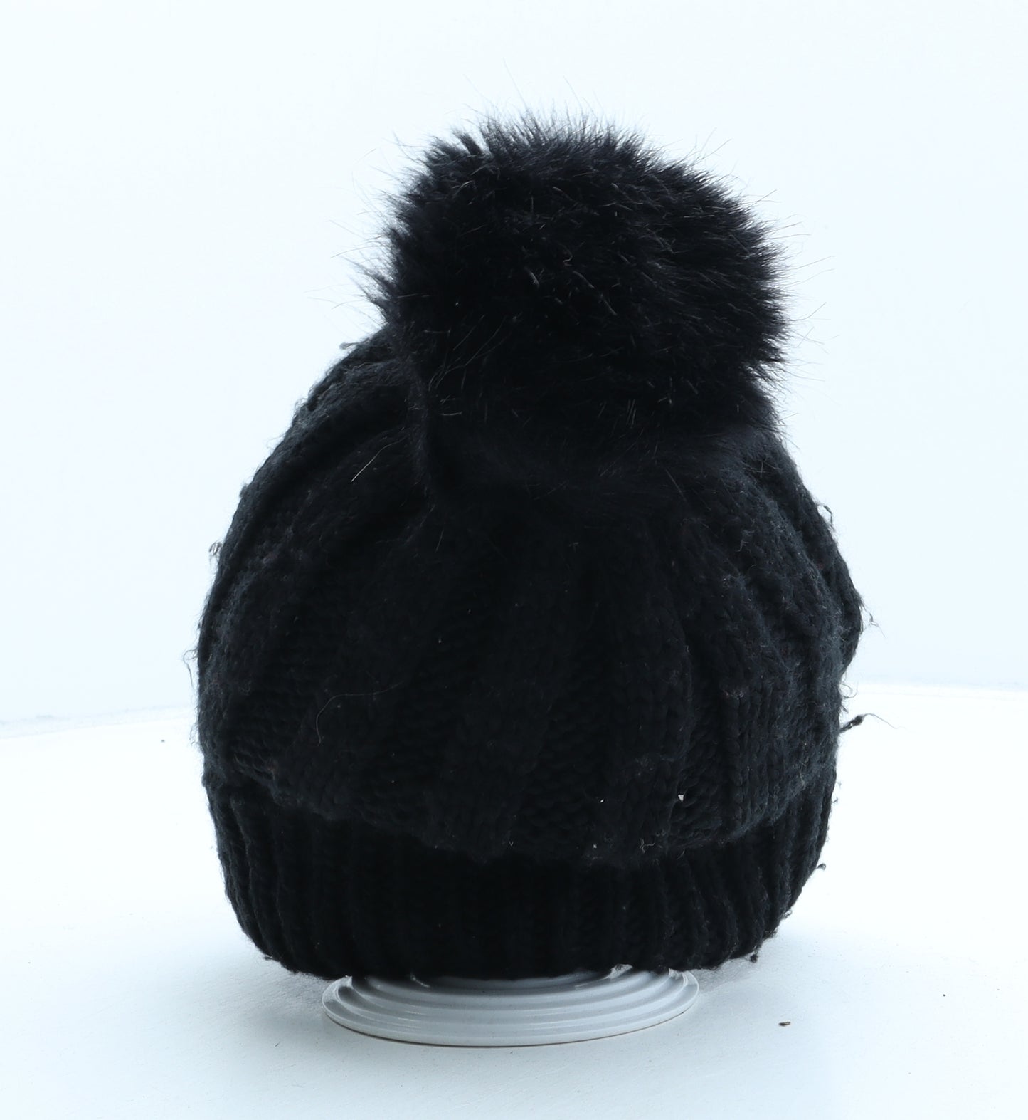 NEXT Girls Black Acrylic Bobble Hat One Size