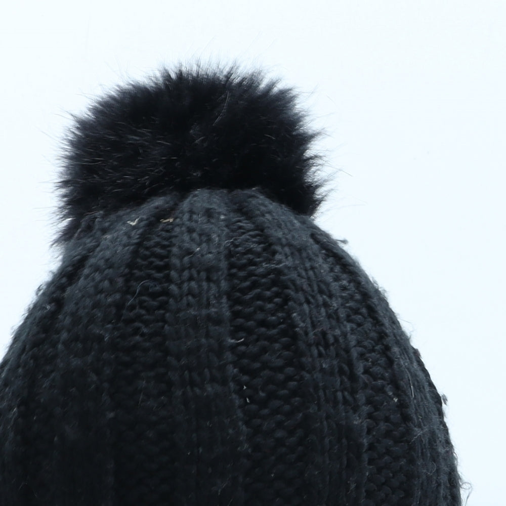 NEXT Girls Black Acrylic Bobble Hat One Size