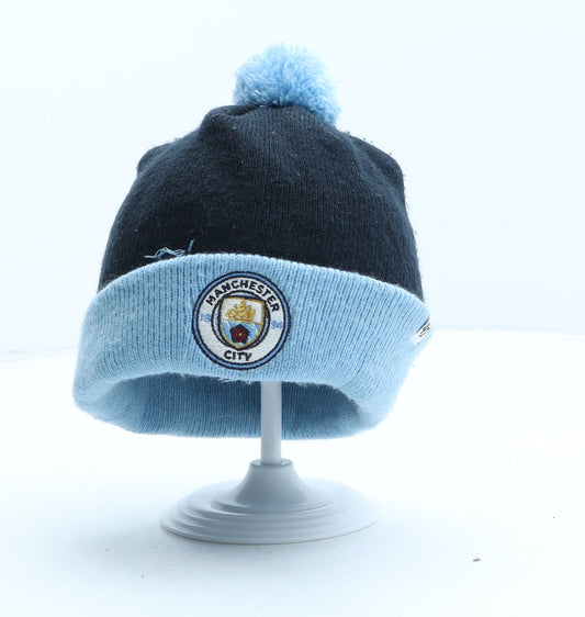 Manchester City FC Boys Blue Acrylic Bobble Hat One Size - Manchester City