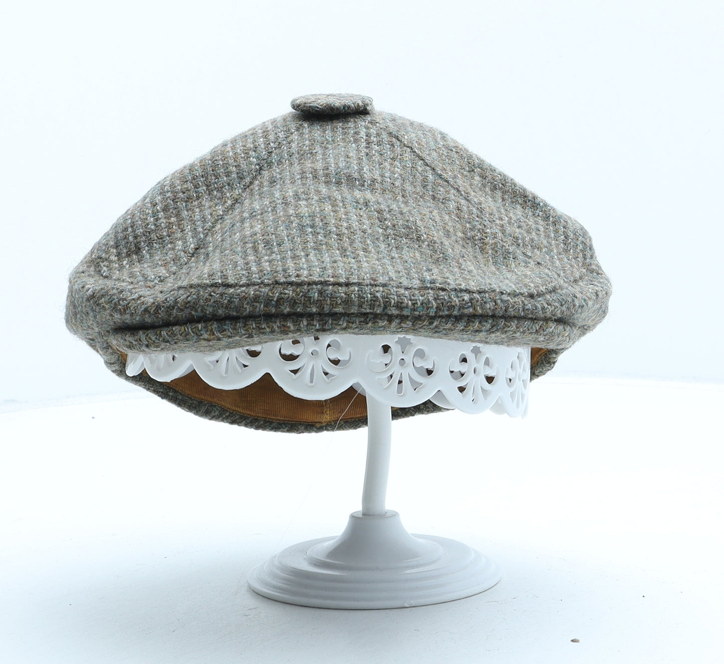 Harris Tweed Mens Green Wool Flat Cap One Size