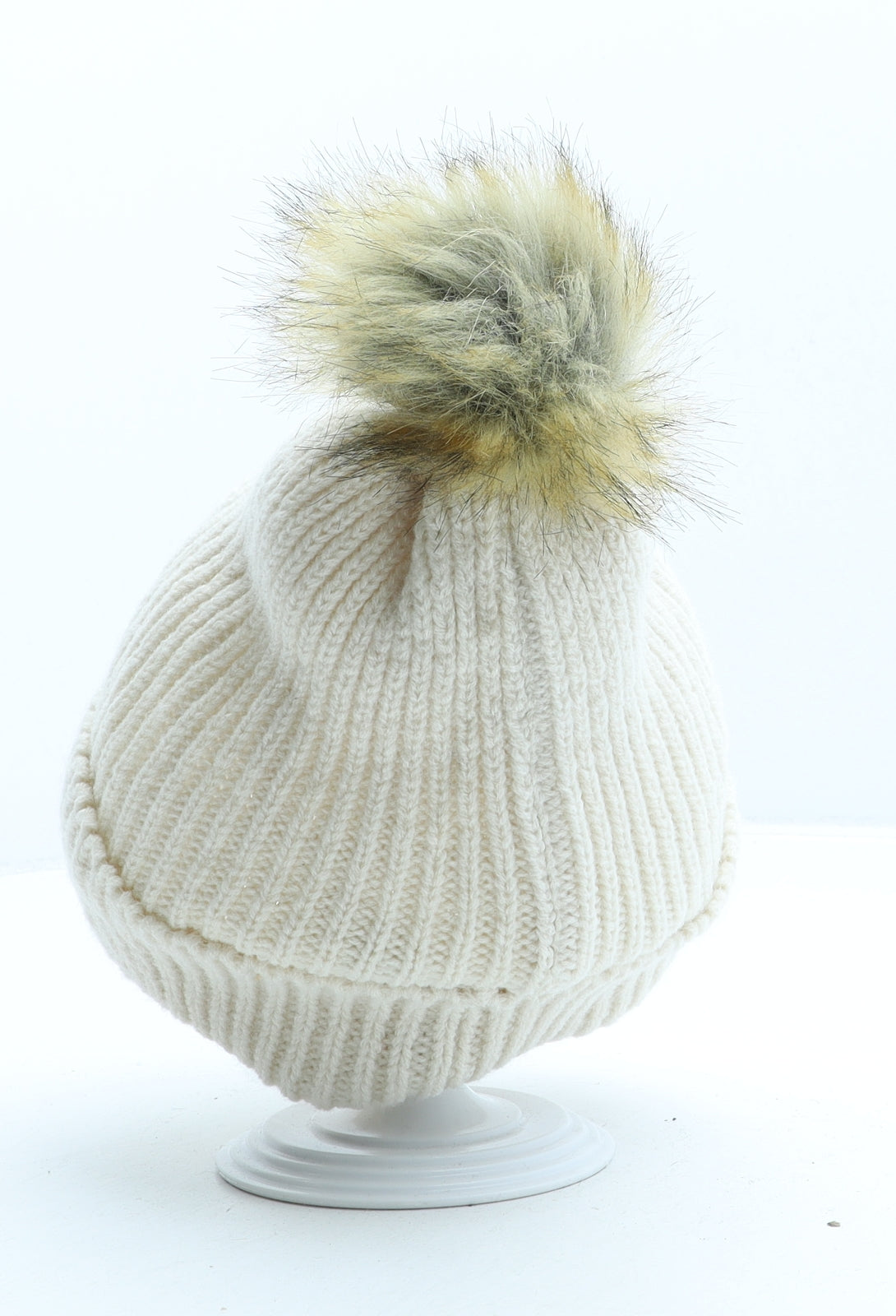 Primark Womens Beige Acrylic Bobble Hat One Size