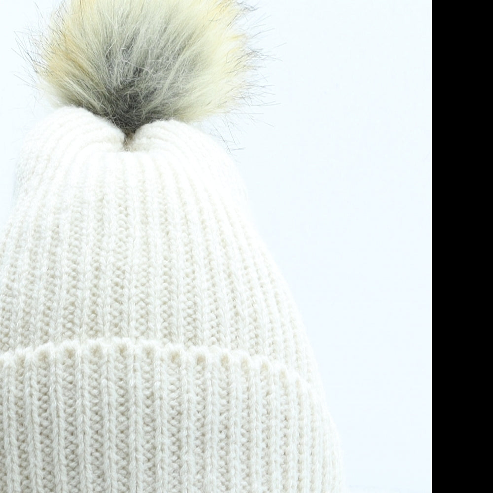 Primark Womens Beige Acrylic Bobble Hat One Size