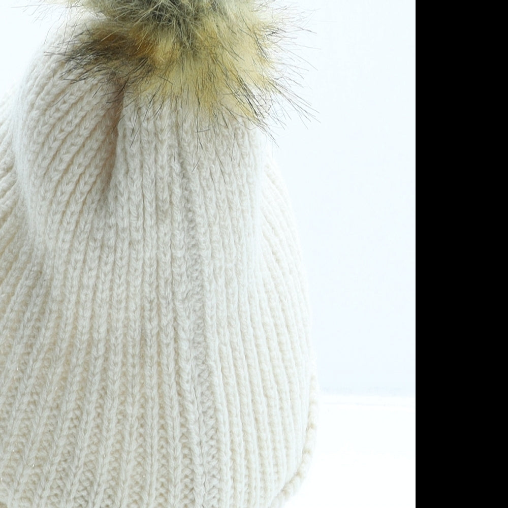 Primark Womens Beige Acrylic Bobble Hat One Size