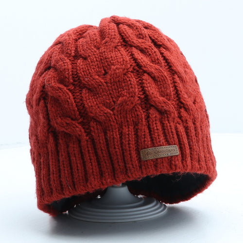 Quechua Womens Red Acrylic Beanie One Size